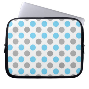 Housse Pour Ordinateur Portable Motif pois bleu et gris
