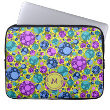 Motif Pois Monogramme en bleu rose Turquoise -