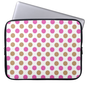 Housse Pour Ordinateur Portable Motif pois rose et marron