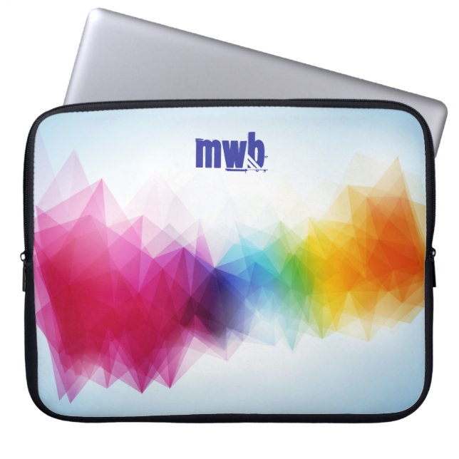Housse Pour Ordinateur Portable Motif Polygonal Abstrait tendance avec Monogramme (Devant)