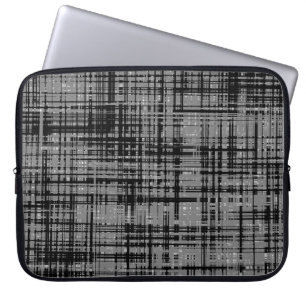Housse Pour Ordinateur Portable Motif rayé noir blanc gris