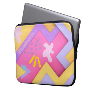 Housse Pour Ordinateur Portable Motif rose géométrique tendance du milieu du siècl