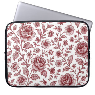 Housse Pour Ordinateur Portable Motif Rose Vintage rouge foncé