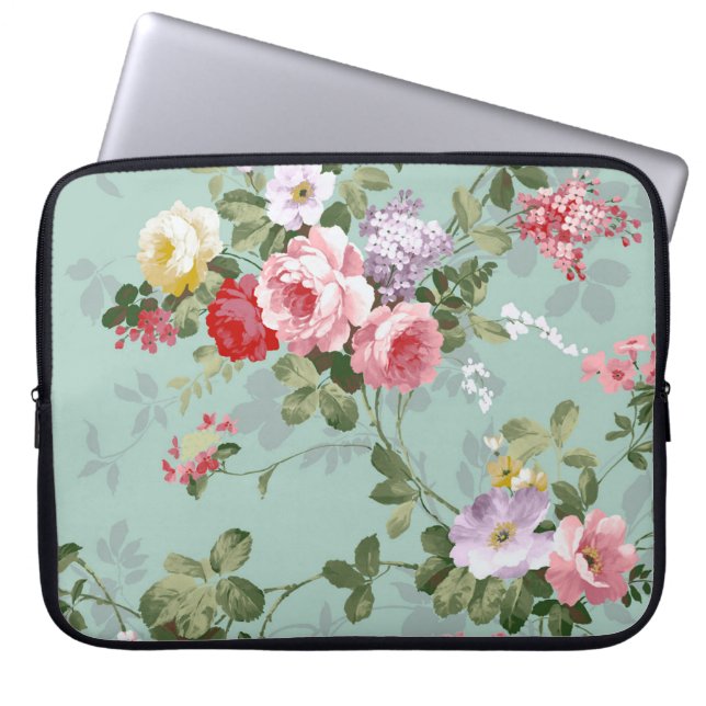 Housse Pour Ordinateur Portable Motif rouge-rose élégant vintage de roses (Devant)
