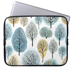 Housse Pour Ordinateur Portable Motif sans couture avec arbres dessinés à la main