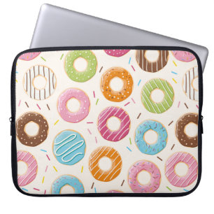 Housse Pour Ordinateur Portable Motif sans couture avec beignets brillants colorés