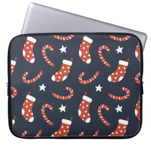 Housse Pour Ordinateur Portable Motif sans couture avec chaussettes de noël, sucr