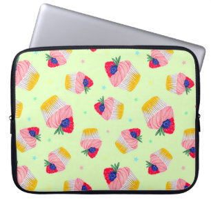 Housse Pour Ordinateur Portable Motif sans couture avec cupcake aux fraises