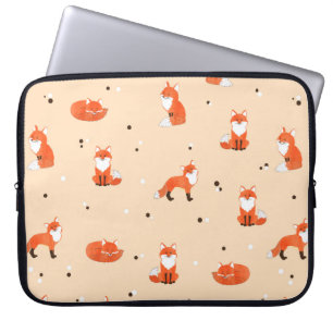 Housse Pour Ordinateur Portable Motif sans couture avec de mignons renards aquarel
