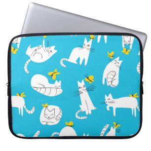 Housse Pour Ordinateur Portable Motif sans couture avec des chats drôles jouant a