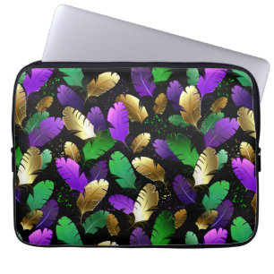 Housse Pour Ordinateur Portable Motif sans couture avec des plumes de Mardi Gras