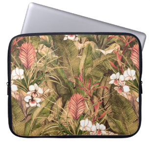 Housse Pour Ordinateur Portable Motif sans couture avec feuilles tropicaux et fleu
