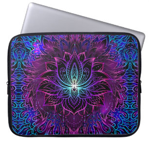 Housse Pour Ordinateur Portable Motif sans couture avec fleur de Lotus ornée. Ayur
