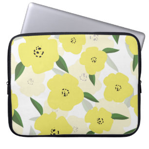 Housse Pour Ordinateur Portable Motif sans couture avec retour de fleurs jaune vif