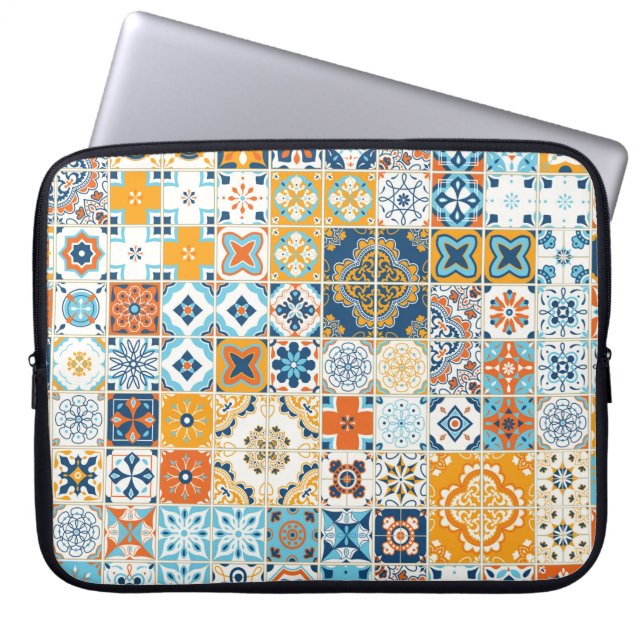 Housse Pour Ordinateur Portable Motif sans couture avec tuiles portugaises. (Devant)