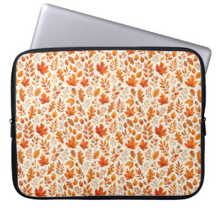 Housse Pour Ordinateur Portable Motif sans couture de feuilles d'automne chaudes