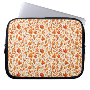 Housse Pour Ordinateur Portable Motif sans couture de feuilles d'automne chaudes