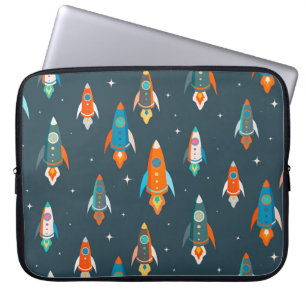 Housse Pour Ordinateur Portable Motif sans couture de roquettes colorées dans l'es