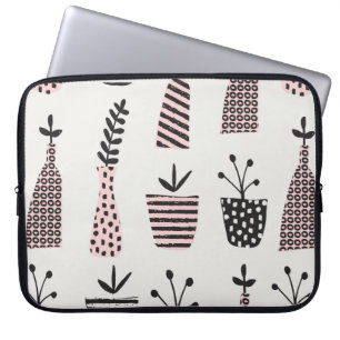 Housse Pour Ordinateur Portable Motif sans couture dessiné à la main avec plante
