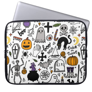 Housse Pour Ordinateur Portable Motif sans couture Halloween. Arrière - plan vinta