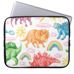 Housse Pour Ordinateur Portable Motif sans couture représentant des dinosaures col