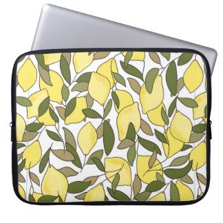 Housse Pour Ordinateur Portable Motif sans joint avec citrons et feuilles