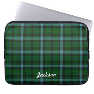 Housse Pour Ordinateur Portable Motif Tartan vert et bleu