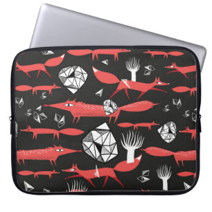 Housse Pour Ordinateur Portable Motif transparent avec renards rouges sur fond som