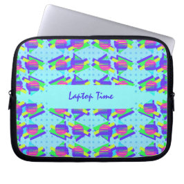 Housse Pour Ordinateur Portable Motif triangle personnalisable Memphis bleu amusan