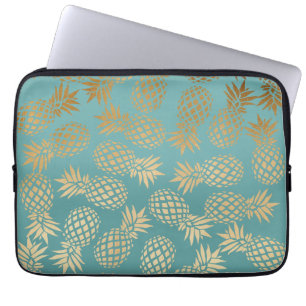 Housse Pour Ordinateur Portable motif tropical d'ananas d'or élégant de faux