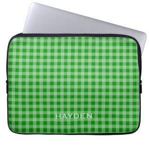Housse Pour Ordinateur Portable Motif vert clair En vichy personnalisé