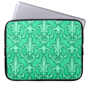 Housse Pour Ordinateur Portable Motif vintage baroque vert sans couture. Illustrat