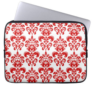 Housse Pour Ordinateur Portable Motif vintage blanc rouge Girly 2 de damassé