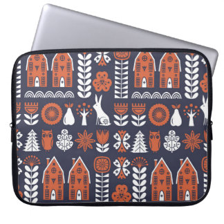 Housse Pour Ordinateur Portable Motif Vintage d'art populaire scandinave