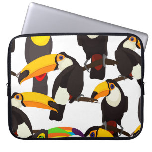 Housse Pour Ordinateur Portable Motif Vintage des oiseaux tropicaux du Toucan