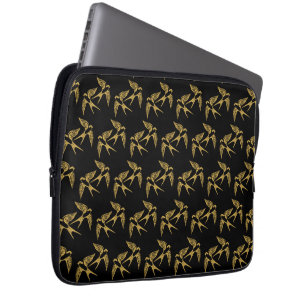 Housse Pour Ordinateur Portable Motif vintage Gold Swallows