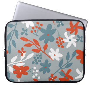 Housse Pour Ordinateur Portable Motif vintage simple. Arrière - plan gris, orange,