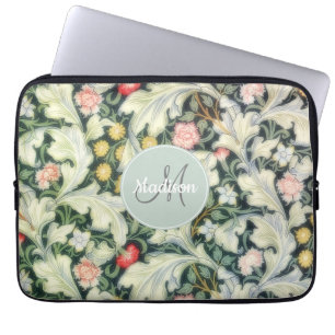 Housse Pour Ordinateur Portable Motif Vintage vert avec Monogramme
