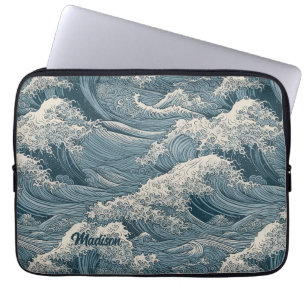 Housse Pour Ordinateur Portable Motif Waves de nom personnalisé