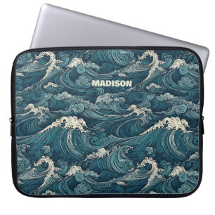 Housse Pour Ordinateur Portable Motif Waves de nom personnalisé