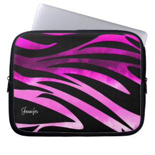 Housse Pour Ordinateur Portable Motif Zébrée Rose Chaud Et Noir