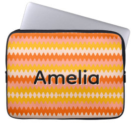 Housse Pour Ordinateur Portable Motif Zig Zag Jaune, Orange et Blanc Moderne