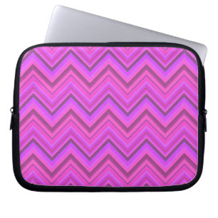 Housse Pour Ordinateur Portable Motif zigzag à rayures roses