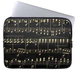 Housse Pour Ordinateur Portable Musique d'or en noir