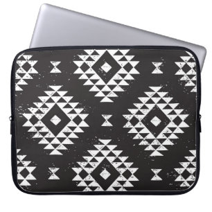 Housse Pour Ordinateur Portable Navajo Géométrique : Tribal Blanc Noir.