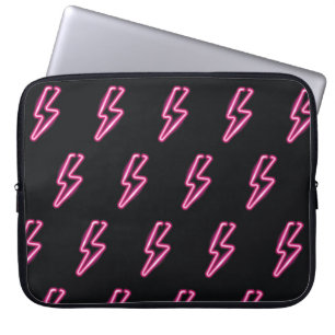 Housse Pour Ordinateur Portable Neon Pink Lightning : Arrière - plan foncé.