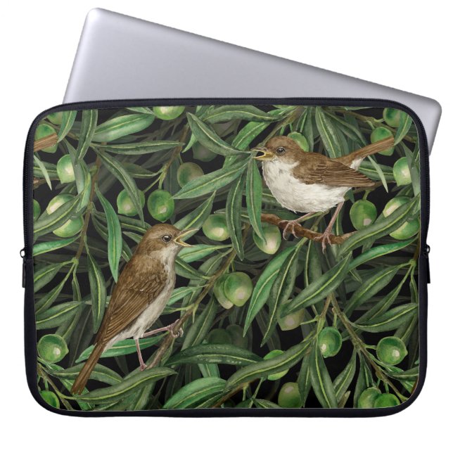 Housse Pour Ordinateur Portable Nightingales dans l'olivier 3 (Devant)