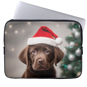 Housse Pour Ordinateur Portable Noël du Labrador au chocolat