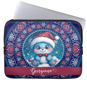 Housse Pour Ordinateur Portable Noël personnalisé Kawaii Ours Dot Mandala