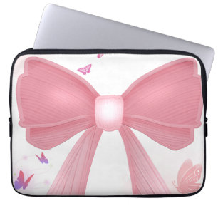 Housse Pour Ordinateur Portable Nœud rose coquette et collage esthétique Cerises –